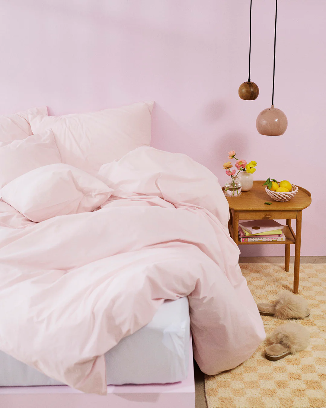 Tyynyliina perkaalipuuvillaa vaaleanpunainen persikka - Image 4