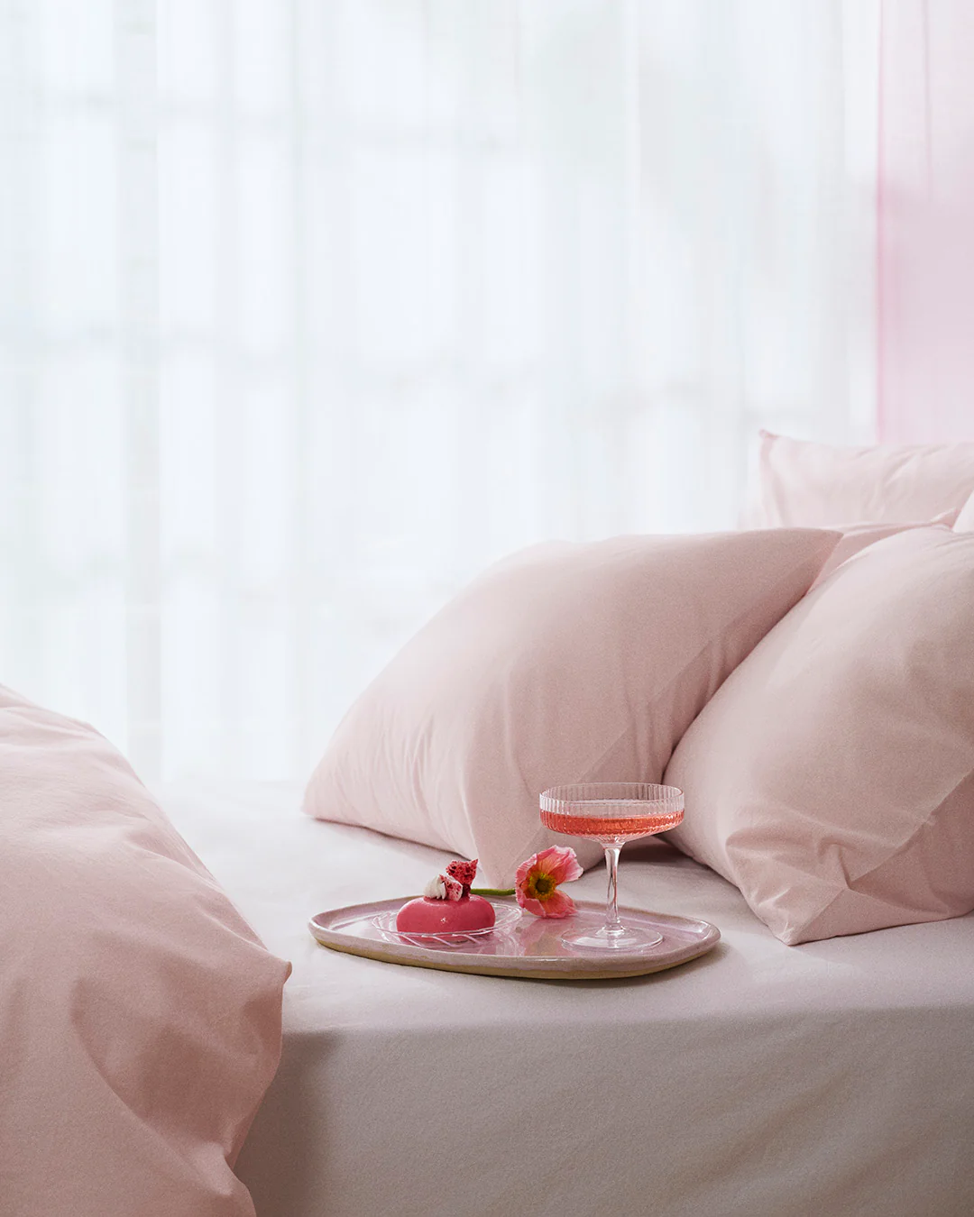 Tyynyliina perkaalipuuvillaa vaaleanpunainen persikka - Image 3